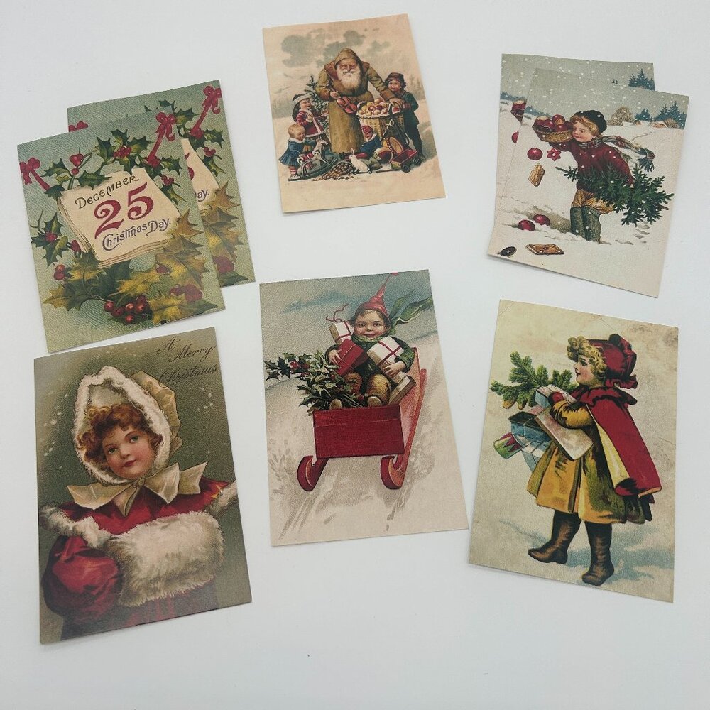 Santa Victorian Christmas Postcard's‎ Lot of 8 Cards Vintage Reproduction